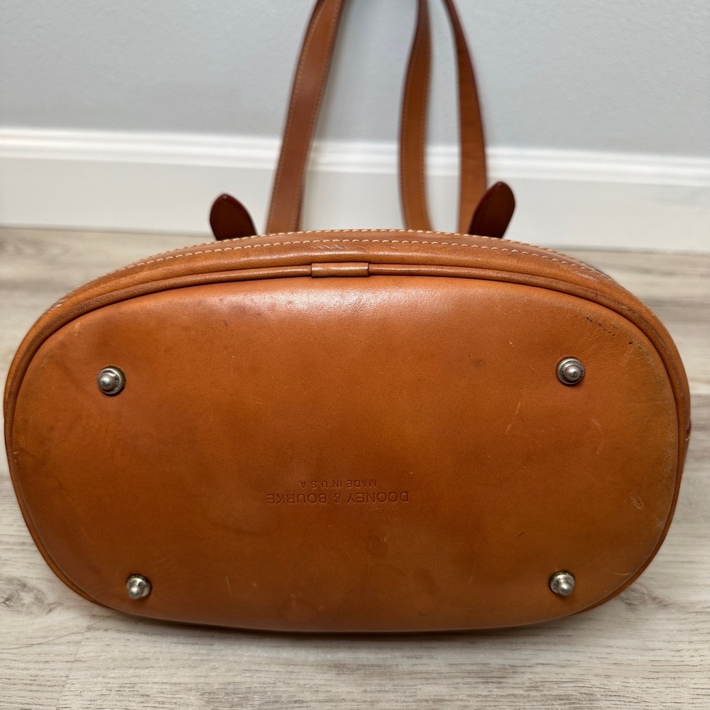 Vintage Dooney & Bourke Monogram Tote‎ Bag Brown Leather Canvas - Picture 7 of 10